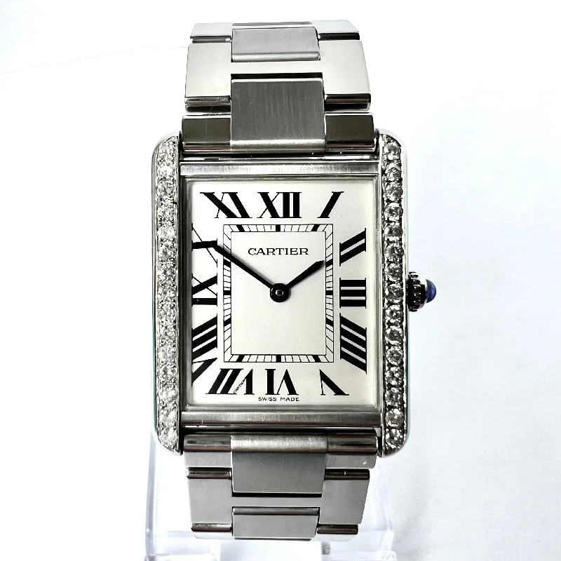 CARTIER TANK SOLO Quartz 27mm Steel 0.75TCW DIAMOND Watch