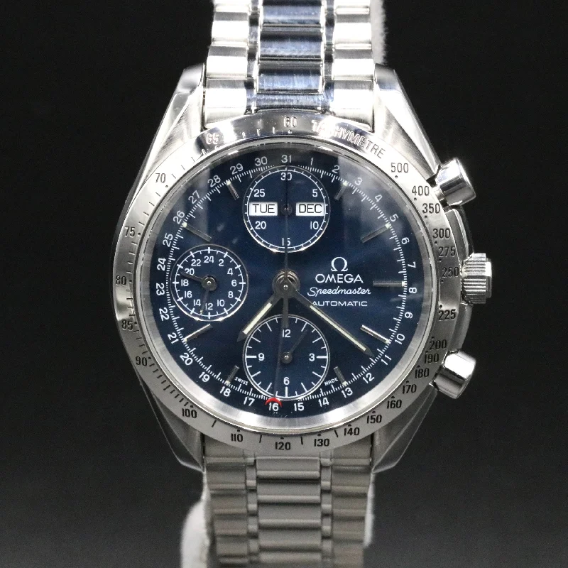 1990s Omega 3521.80 Speedmaster Daydate 39mm Blue Dial