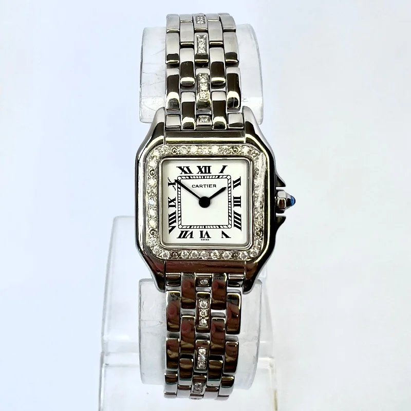 CARTIER PANTHERE Quartz 23mm Steel 0.55TCW Diamond Watch