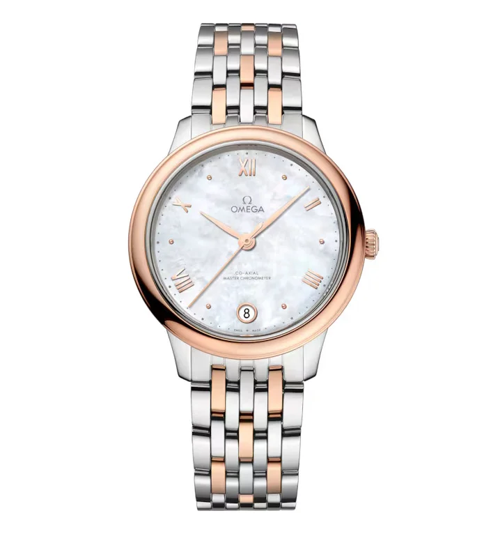 OMEGA De Ville Prestige, 34mm with Rose Gold and Stainless Steel Bracelet