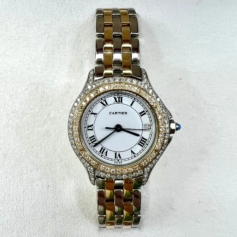 CARTIER PANTHERE COUGER Quartz 27mm 2 Row Gold 0.84TCW Diamond Watch