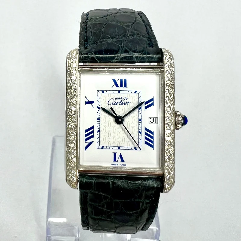 CARTIER TANK 25mm Silver 0.80TCW Diamond Watch