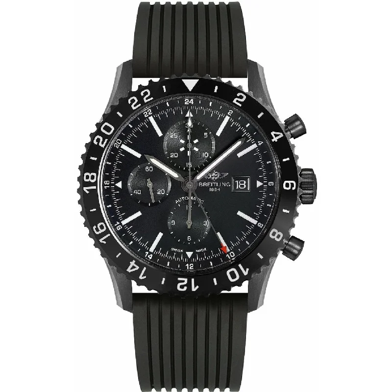 Breitling Men's M2431013-BF02-252S Chronoliner  Chronograph Black Rubber Watch