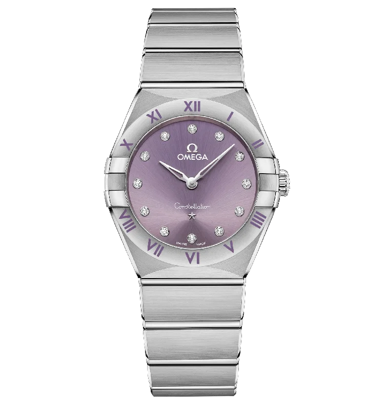 OMEGA Constellation Quartz Watch with Lilac Dial, 28mm