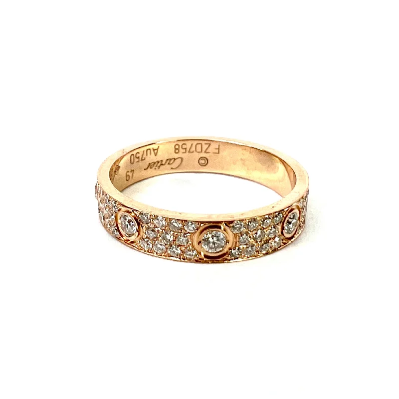 CARTIER LOVE 3.6mm 0.64TCW Diamond Yellow Gold Band Ring