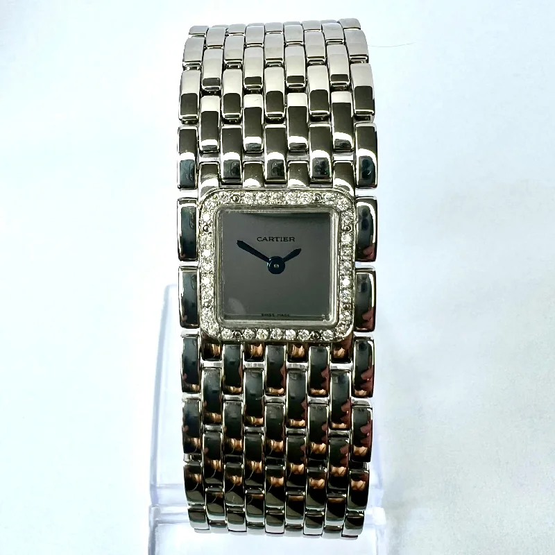 CARTIER Panthere RUBAN Quartz 21mm Steel 0.27TCW DIAMOND Watch