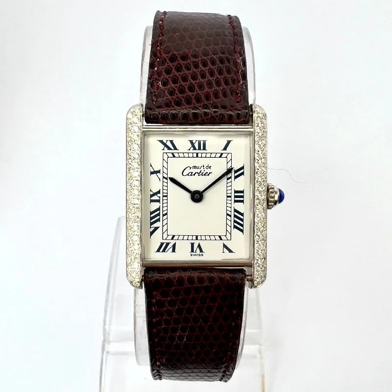 CARTIER TANK Quartz 23mm Silver 0.67TCW Diamond Watch