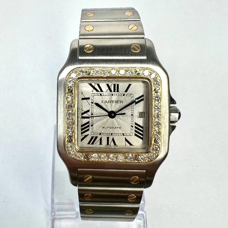 CARTIER SANTOS GALBEE 29mm Automatic 2 Tone 0.75TCW DIAMOND Watch  NEW Model