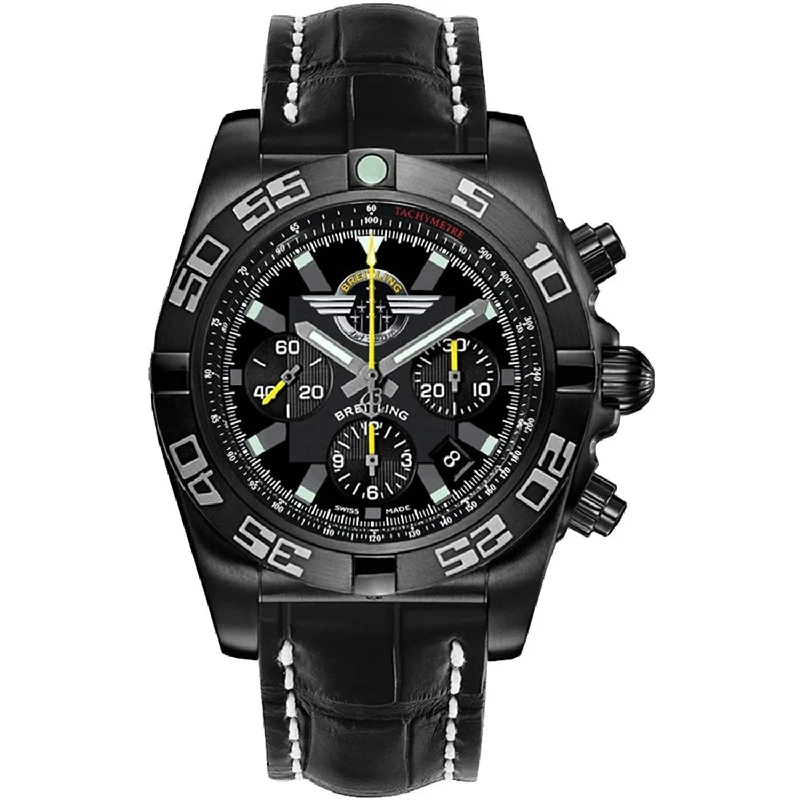 Breitling Men's MB01109L-BD48-744P Chronomat 44 Chronograph Black Leather Watch