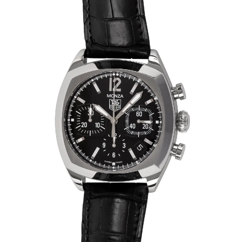 Tag Heuer Men's CR2113.FC6164 Monza Chronograph Black Leather Watch