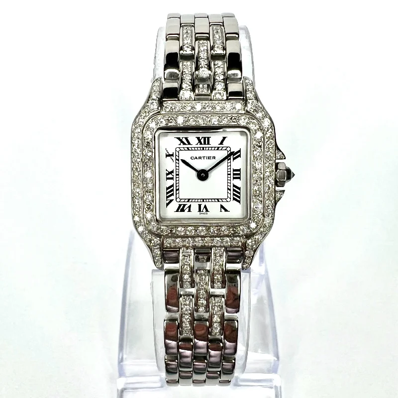 CARTIER PANTHERE Quartz 23mm Steel ~1.50TCW Diamond Watch