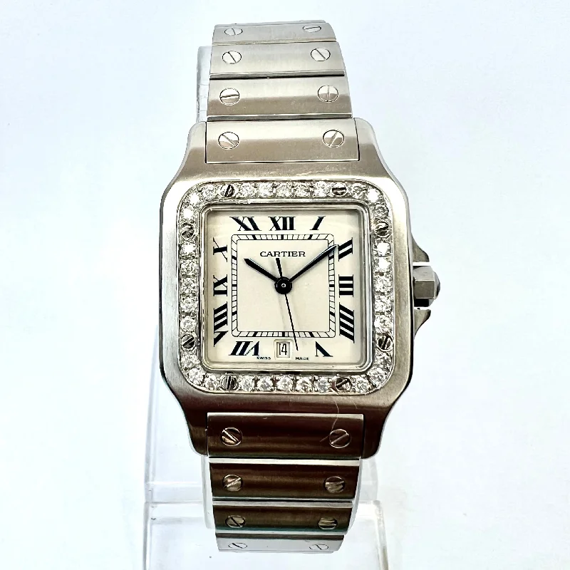 CARTIER SANTOS GALBEE 29mm Quartz Steel 0.85TCW Diamond Watch NEW Model