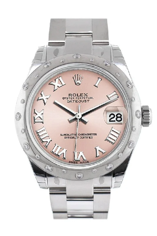 Rolex Datejust 31 Pink Roman Dial Dome set with Diamonds Bezel Ladies Watch 178344