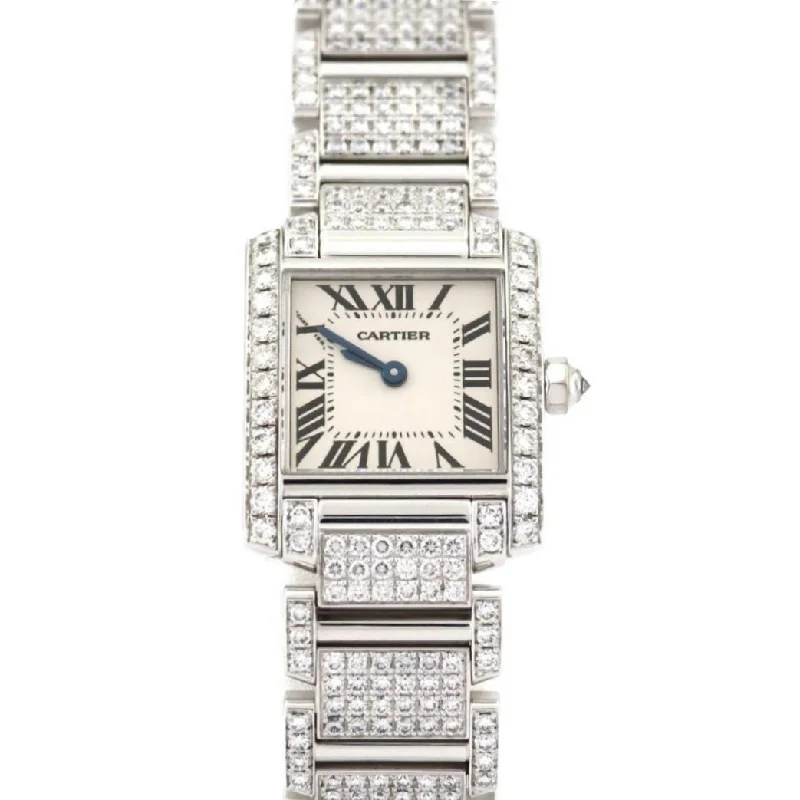 CARTIER TANK FRANCAISE Quartz 20mm Steel 6.11TCW Full DIAMOND Watch