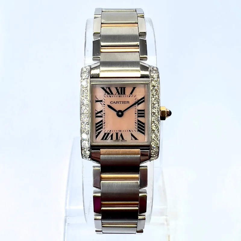 CARTIER TANK FRANCAISE Quartz 20mm 2 Tone 0.80TCW DIAMOND Watch